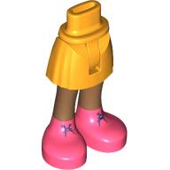 Minidoll Hips and Short Skirt with Medium Nougat Legs, Coral Boots, Dark Blue Laces print [Thin Hinge] Bright Light Orange
