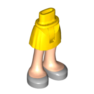 Minidoll Hips and Short Skirt with Light Nougat Legs and Silver Shoes [Thin Hinge] Gelb