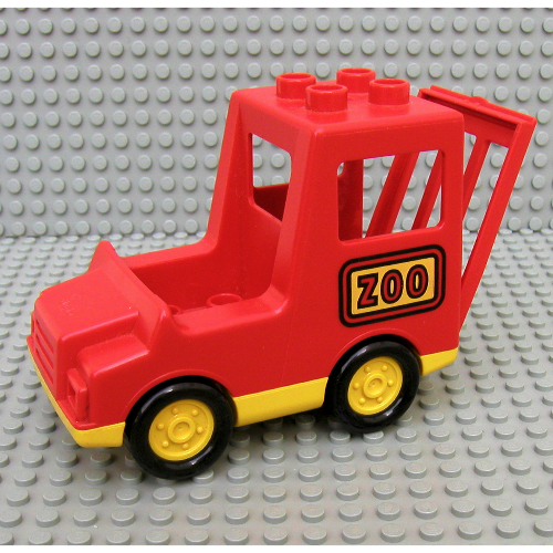 Duplo Truck with Covered Bed, Yellow Base and 'ZOO' Print Red