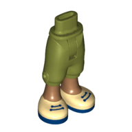 Minidoll Hips and Cropped Trousers with Tan Shoes, Dark Blue Laces and Soles, Medium Nougat Legs Print Olivgrün