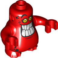 Body Nexo Knights Scurrier with Red Arms and with Orange Eyes and Open Smile with 10 Teeth Print Red