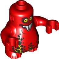 Body Nexo Knights Scurrier with Red Arms and with Orange Eyes and Closed Smile with 6 Teeth Print Rot
