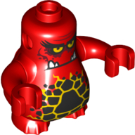 Body Nexo Knights Scurrier with Red Arms and with Orange Eyes and Closed Frown with 4 Teeth Print Rot