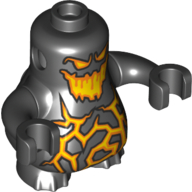 Body Nexo Knights Scurrier with Black Arms and with Orange and Yellow Eyes and Open Smile and Rock Cracks Print Schwarz