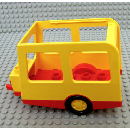 Duplo Wohnmobil / Caravan / Anhänger mit schwarzen Rädern in Gelb