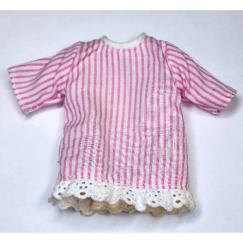 Duplo Nightdress with Pink Stripes Print Weiß