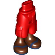 Minidoll Hips and Cargo Pants with Reddish Brown Legs, Dark Blue Sandals print Red