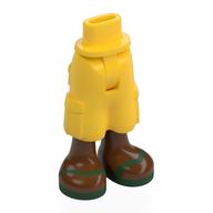 Minidoll Hips and Cargo Pants with Reddish Brown Boots, Dark Green Sandals print Gelb
