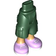 Minidoll Hips and Cargo Pants with Warm Tan Legs, Lavender Shoes print [Thin Hinge] Dunkelgrün