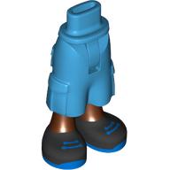 Minidoll Hips and Cargo Pants with Reddish Brown Legs, Black/Blue Shoes print [Thin Hinge] Dark Azure