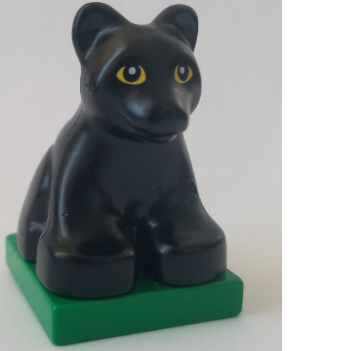 Duplo Animal Panther Cub on Green Base Schwarz