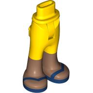 Minidoll Hips and Trousers with Back Pockets with Medium Brown Feet, Dark Blue Sandals print Yellow