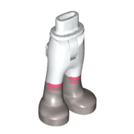 Minidoll Hips and Trousers with Back Pockets with Coral Stripes, Silver Boots print [Thin Hinge] White