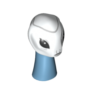 Minifig Head Special, Long Neck, Kaminoan with Sand Blue Neck, Black Eyes, Dark Bluish Grey Line on Top print Weiß