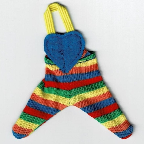 Scala, Baby Overalls, Blue Heart Top and Rainbow Striped Legs [No Color/Any Color]
