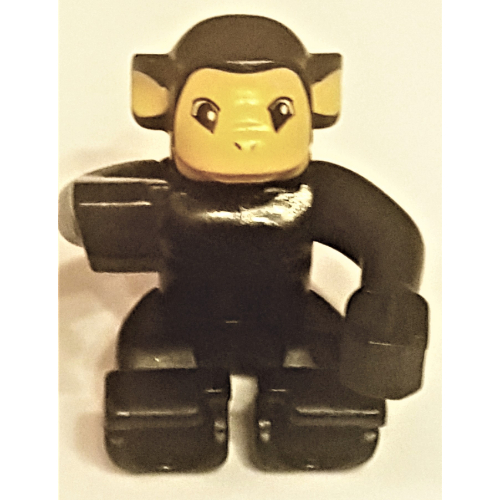 Duplo Animal Monkey, Bright Light Orange Face and Ears, Eyes Looking Forward Schwarz