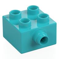 Duplo Brick 2 × 2 - Grooved Pin on Side Medium Azure