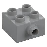 Duplo Brick 2 × 2 - Grooved Pin on Side Light Bluish Gray