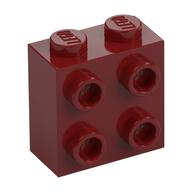 Brick Special 1 × 2 × 1 2/3 with 4 Studs on 1 Side Dark Red