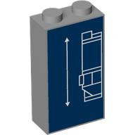 Brick 1 × 2 × 3 with White Blueprint Lines on Dark Blue Background print Hellblaugrau