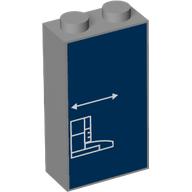 Brick 1 × 2 × 3 with White Blueprint Lines on Dark Blue Background print Hellblaugrau