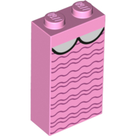 Brick 1 × 2 × 3 with Dark Pink Squibbly Lines, White Half Circles Bright Pink