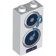 Brick 1 × 2 × 3 with Speakers, Music Notes print White