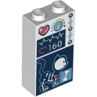Brick 1 × 2 × 3 with Heart-Rate Monitor, Cat X-Ray Screen print Weiß