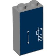 Brick 1 × 2 × 3 with White Blueprint Lines on Dark Blue Background print Light Bluish Gray