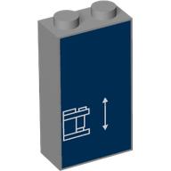 Brick 1 × 2 × 3 with White Blueprint Lines on Dark Blue Background print Light Bluish Gray