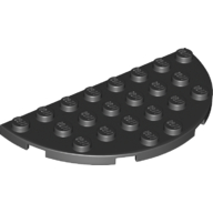 Plate Round Half 4 × 8 Black