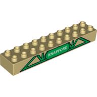 Duplo Brick 2 × 10 with Green Lattice Print and Knapford Logo Tan