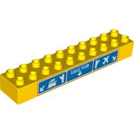 Duplo Brick 2 × 10 with 'Legoville', Train, and Airport Sign Print Gelb