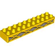 Duplo Brick 2 × 10 with Yellow Girders on Light Bluish Gray Print Gelb