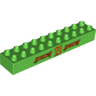Duplo Brick 2 × 10 with 'Ripslinger 13 Ripslinger' Print Hellgrün