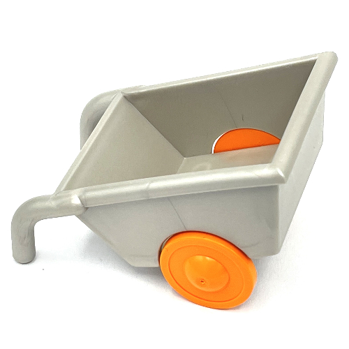 Duplo Wheelbarrow with Orange Wheels Pearl Very Light Gray