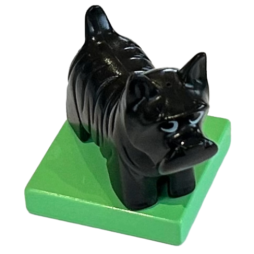 Duplo Animal Dog, Scottish Terrier / Scottie on Medium Green Base Black