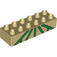 Duplo Brick 2 × 6 with Green Lattice Print Beige