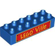 Duplo Brick 2 × 6 with 'LEGO Ville' Text Print Blau