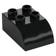 Duplo Brick 2 × 3 with Curved Top Black