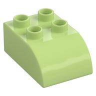 Duplo Brick 2 × 3 with Curved Top Yellowish Green