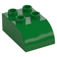 Duplo Brick 2 × 3 with Curved Top Green
