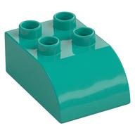 Duplo Stein 2 × 3 mit gebogen oben Dunkeltürkis