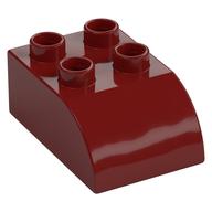 Duplo Stein 2 × 3 mit gebogen oben Dunkelrot
