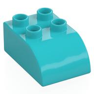 Duplo Stein 2 × 3 mit gebogen oben Mittelazur