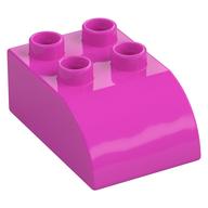 Duplo Stein 2 × 3 mit gebogen oben Dunkelrosa