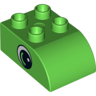 Duplo Brick 2 × 3 with Curved Top and Eye Print on Both Sides Hellgrün