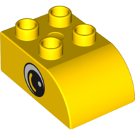 Duplo Brick 2 × 3 with Curved Top and Eye Print on Both Sides Yellow