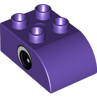 Duplo Brick 2 × 3 with Curved Top and Eye Print on Both Sides Dunkellila