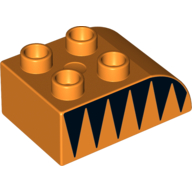 Duplo Brick 2 × 3 with Curved Top and Black Triangles (Tiger Stripes) Print on Both Sides Orange